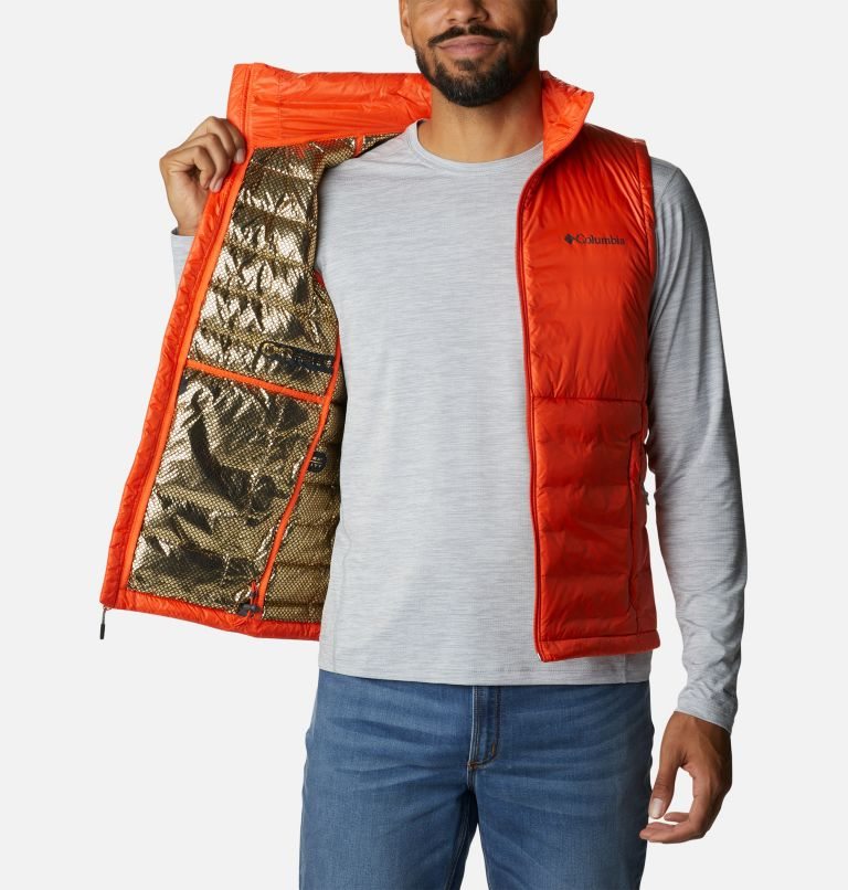 Men's Columbia Infinity Summit Omni-Heat Infinity Double Wall Down Vest Orange | CA-S6381