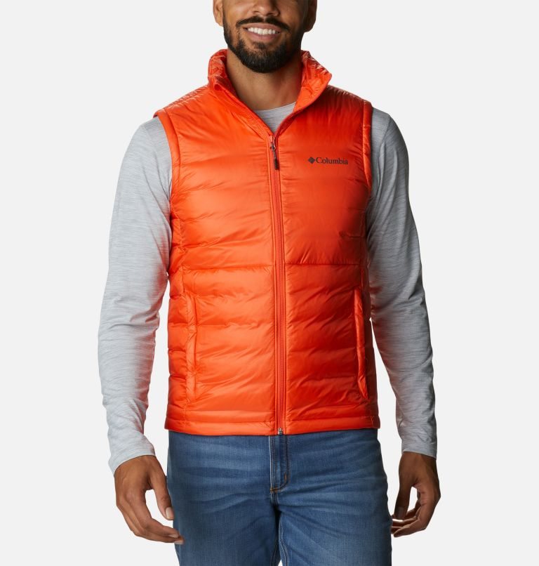 Men\'s Columbia Infinity Summit Omni-Heat Infinity Double Wall Down Vest Orange | CA-S6381