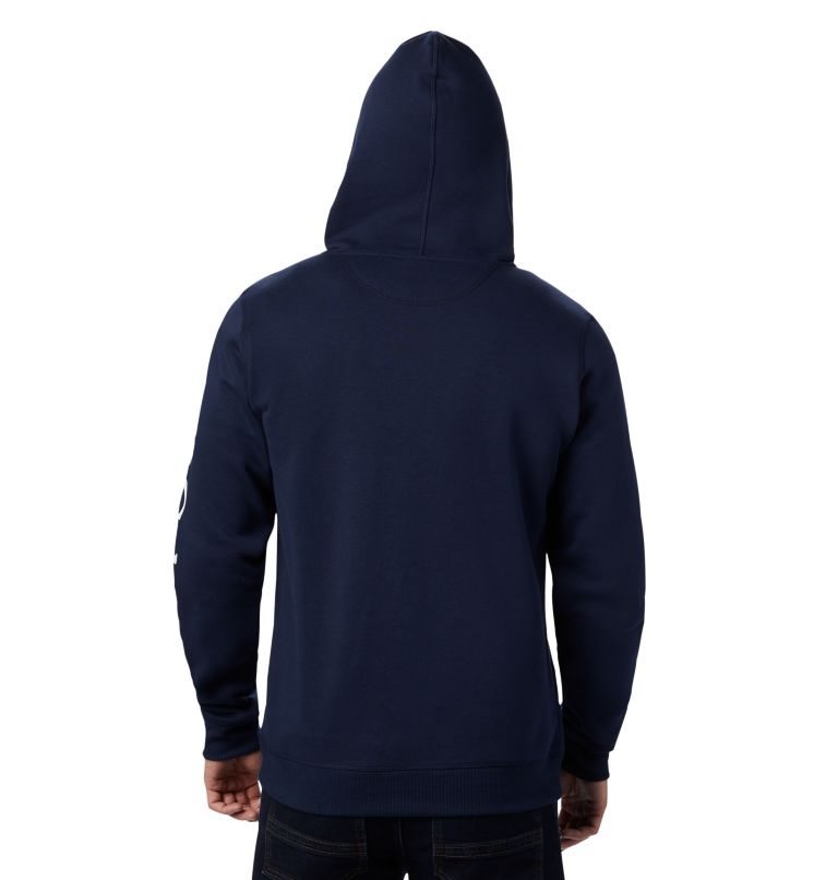 Men's Columbia Logo Full Zip Fleece Hoodie Navy | CA-BL504