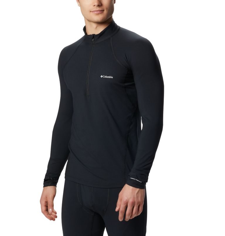 Men\'s Columbia Midweight Stretch Half Zip Baselayer Sweatshirts Black | CA-P4L35