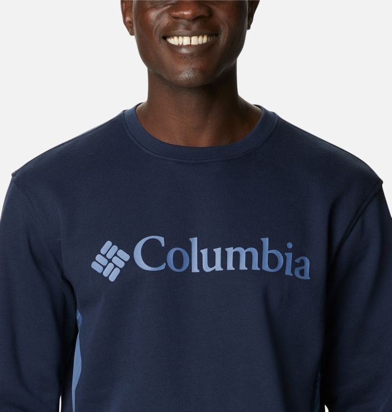 Men's Columbia Minam River Crew Sweatshirts Navy | CA-JA081