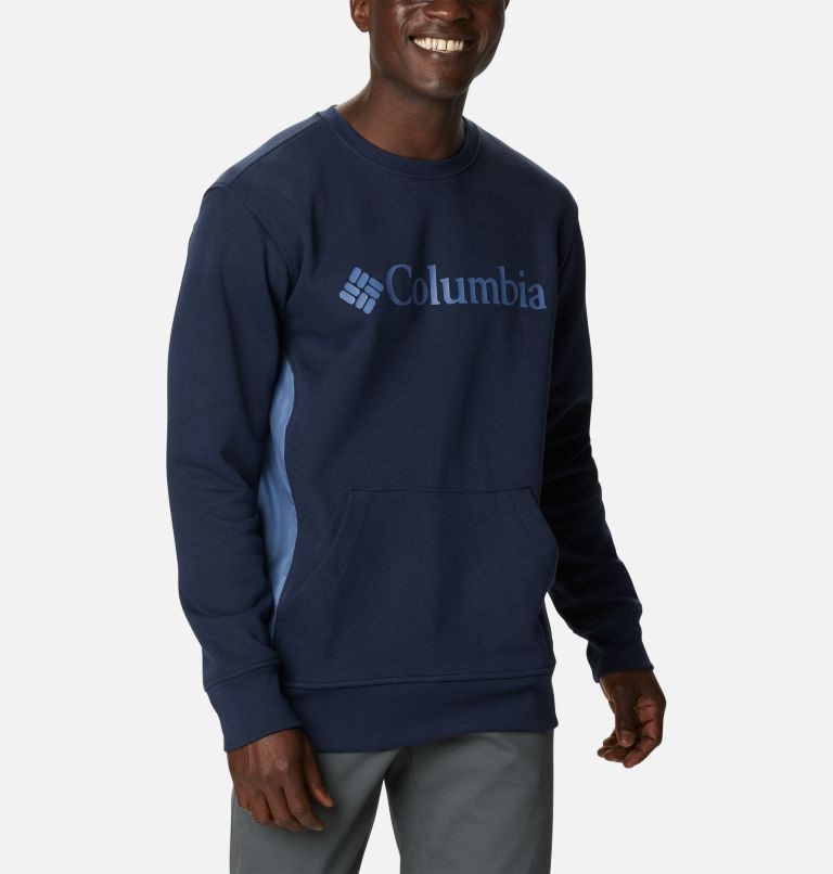 Men's Columbia Minam River Crew Sweatshirts Navy | CA-JA081