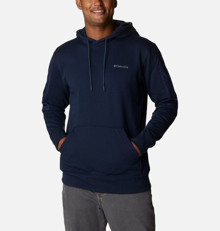 Men's Columbia Minam River Pullover Hoodie Navy | CA-Q6C08