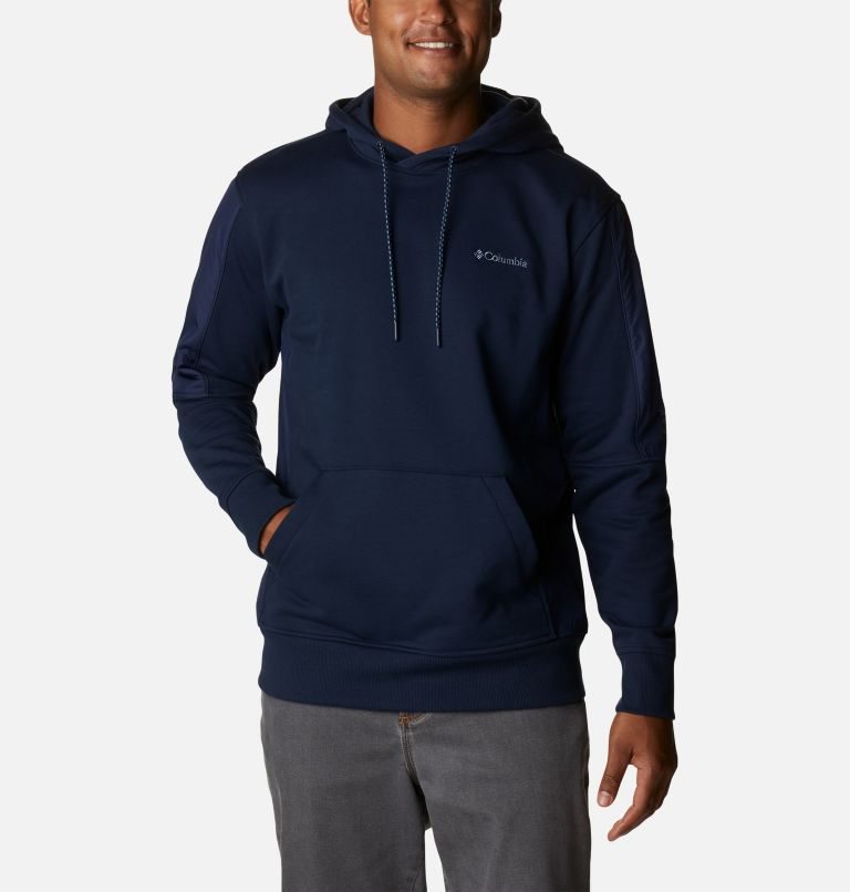 Men\'s Columbia Minam River Pullover Hoodie Navy | CA-Q6C08