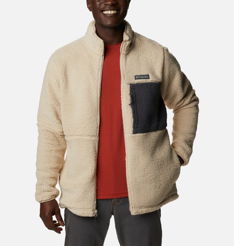 Men's Columbia Mountainside Heavyweight Sherpa Fleece Jackets Beige | CA-BC568