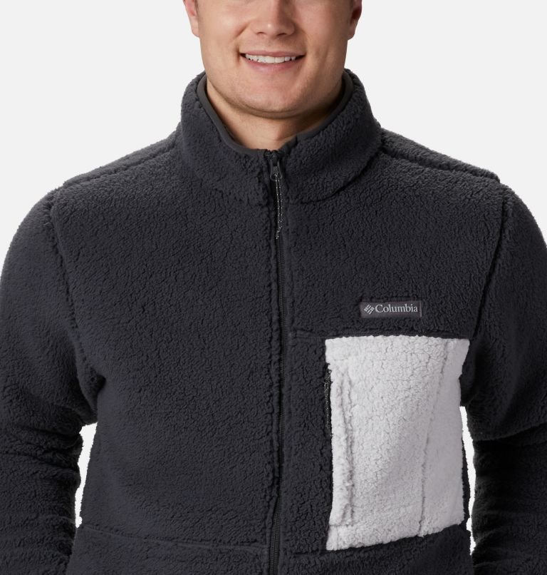 Men's Columbia Mountainside Heavyweight Sherpa Fleece Jackets Black | CA-TAC54