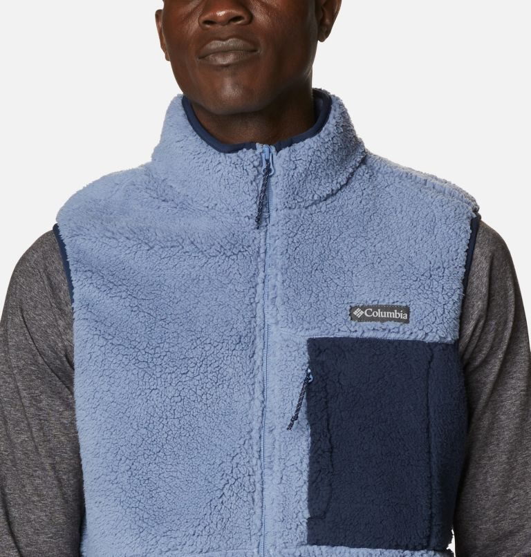 Men's Columbia Mountainside Sherpa Fleece Vest Blue | CA-F3680