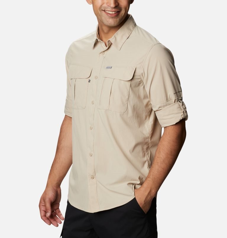 Men's Columbia Newton Ridge Long Sleeve Shirts Cream | CA-F4L60