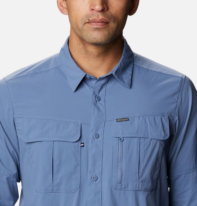 Men's Columbia Newton Ridge Long Sleeve Shirts Blue | CA-Z4860