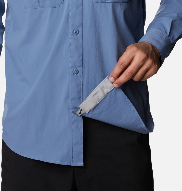 Men's Columbia Newton Ridge Long Sleeve Shirts Blue | CA-Z4860