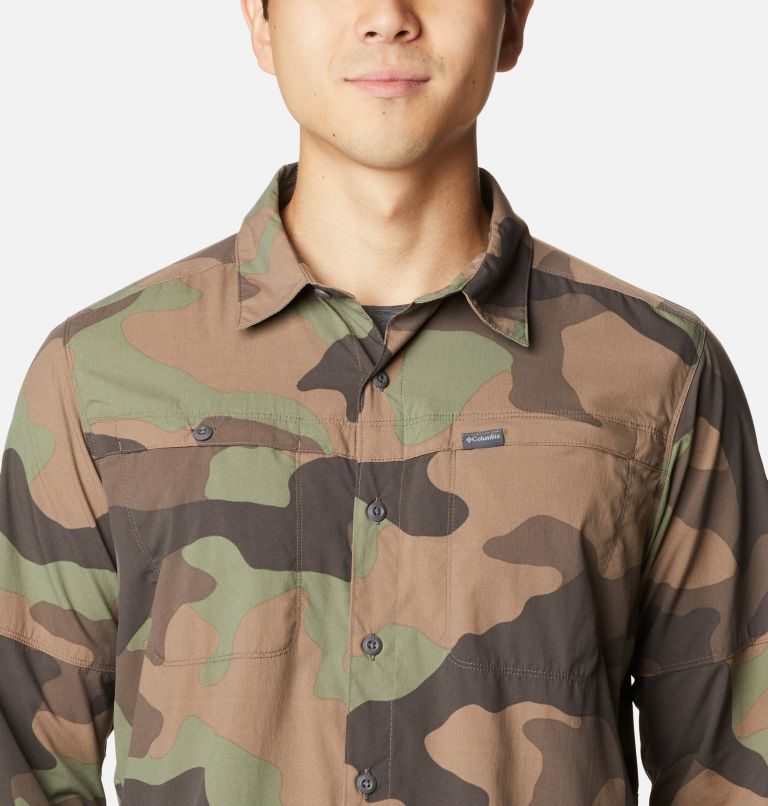 Men's Columbia Newton Ridge Printed Long Sleeve Shirts Camo | CA-DLA01