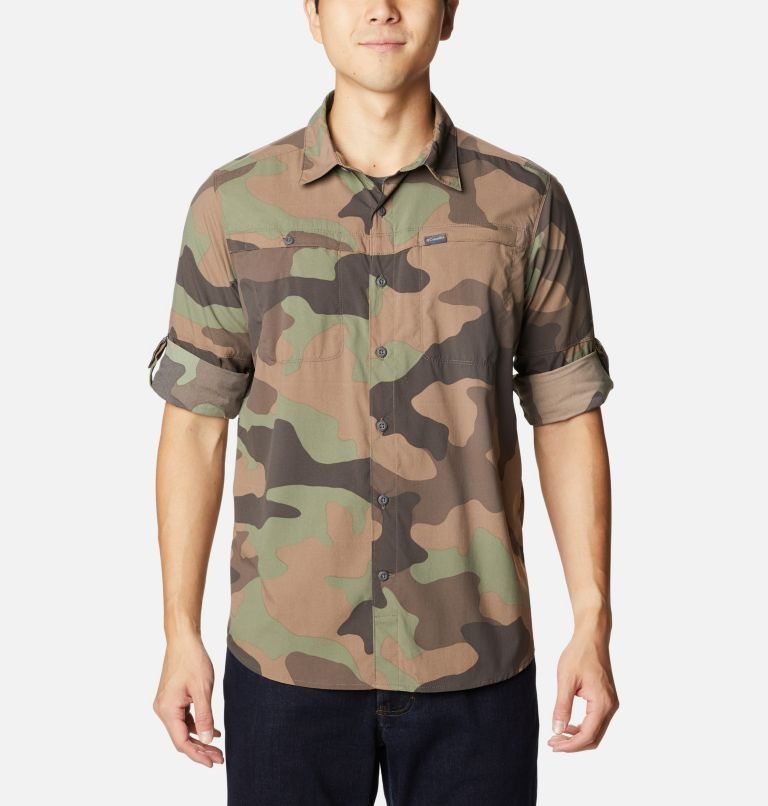 Men's Columbia Newton Ridge Printed Long Sleeve Shirts Camo | CA-DLA01