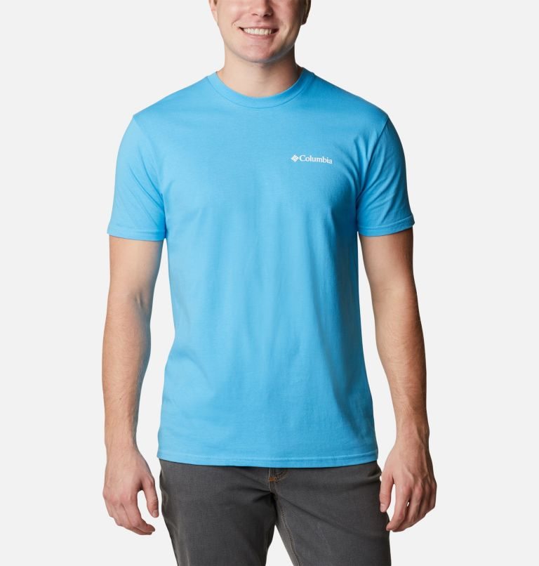 Men's Columbia Nova Graphic T Shirts Light Blue | CA-U3C5A