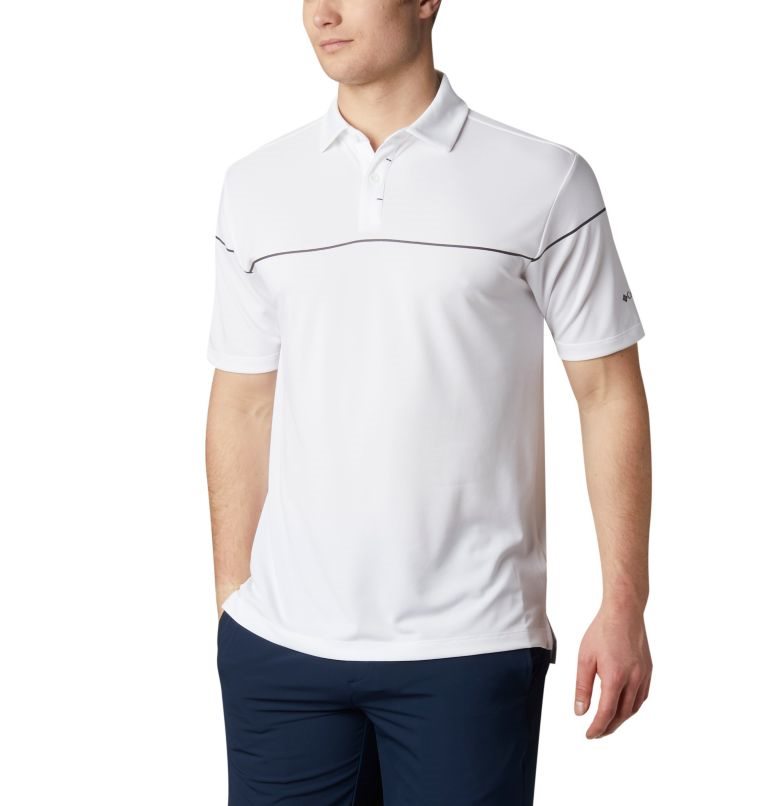 Men\'s Columbia Omni-Wick Breaker Golf Polo Shirts White | CA-F86C1