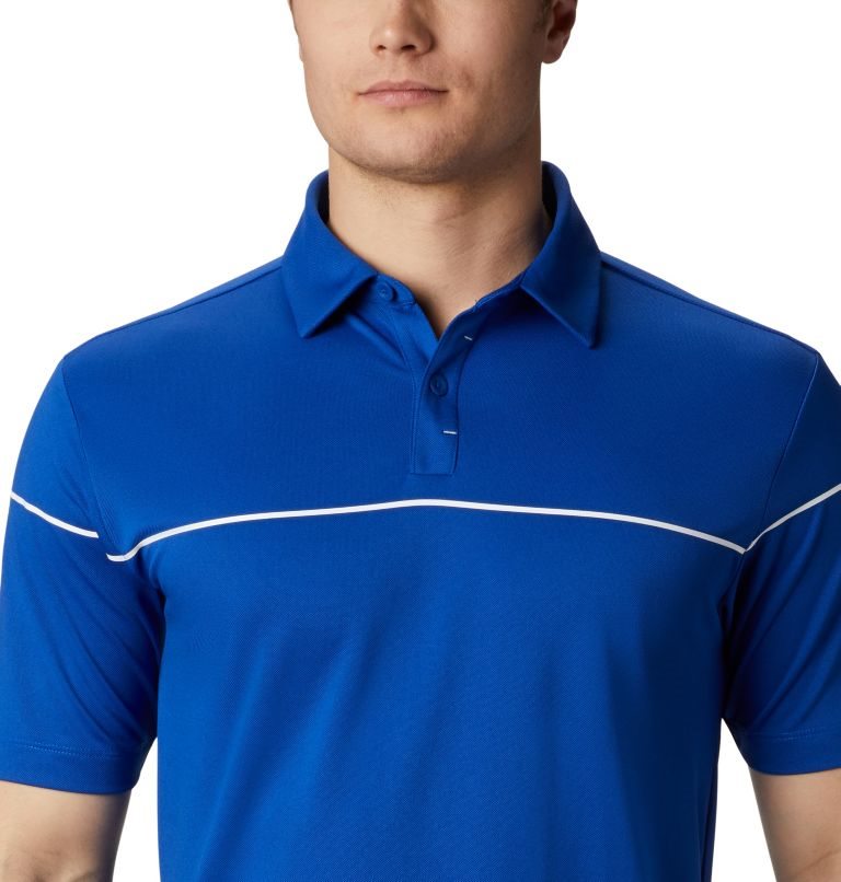 Men's Columbia Omni-Wick Breaker Golf Polo Shirts Blue | CA-UA314