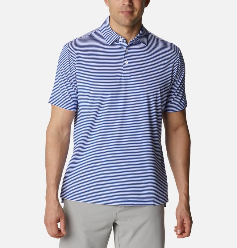 Men\'s Columbia Omni-Wick Club Invite Polo Shirts Stripe | CA-YA031