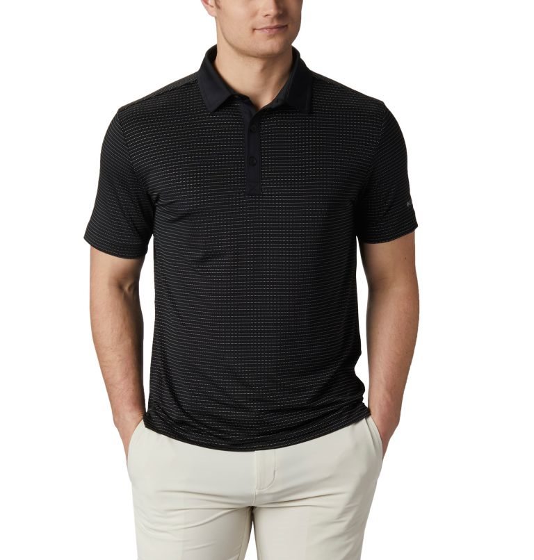 Men\'s Columbia Omni-Wick Sunday Polo Shirts Black | CA-O6ACL