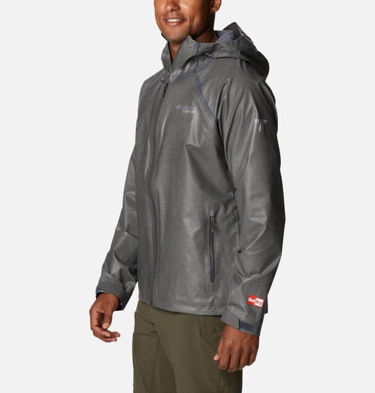 Men's Columbia OutDry Ex Reign Rain Jackets Dark Grey | CA-I603L