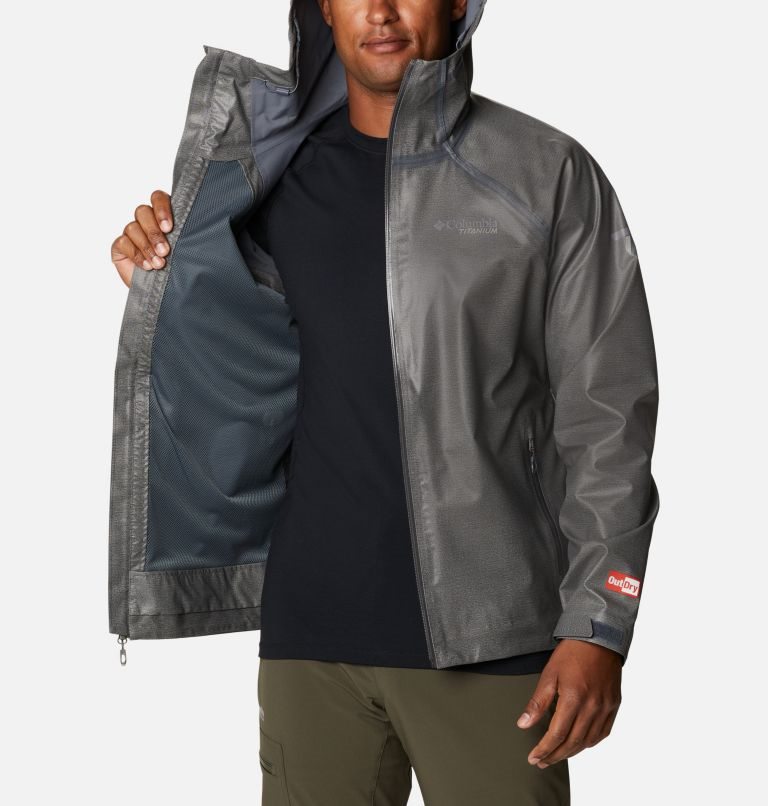 Men's Columbia OutDry Ex Reign Rain Jackets Dark Grey | CA-I603L