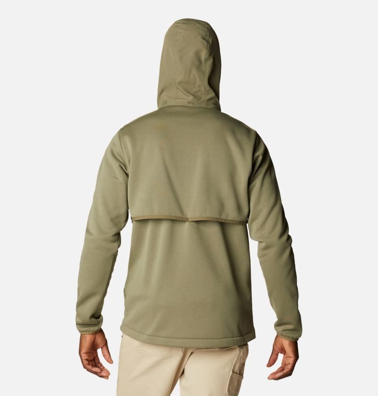 Men's Columbia Out-Shield Dry Full Zip Hooded Fleece Jackets Olive | CA-HA015