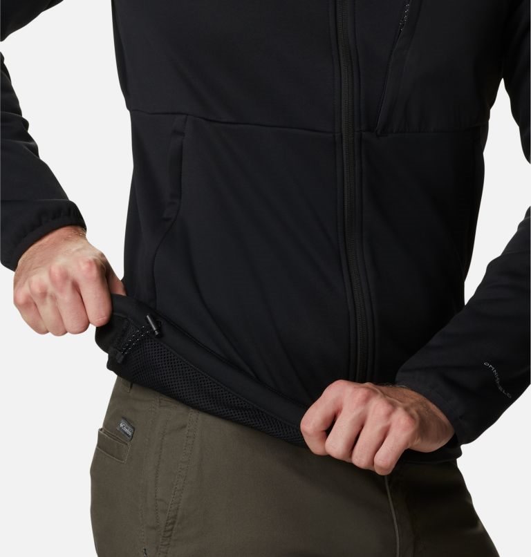 Men's Columbia Out-Shield Dry Full Zip Hooded Fleece Jackets Black | CA-P068A