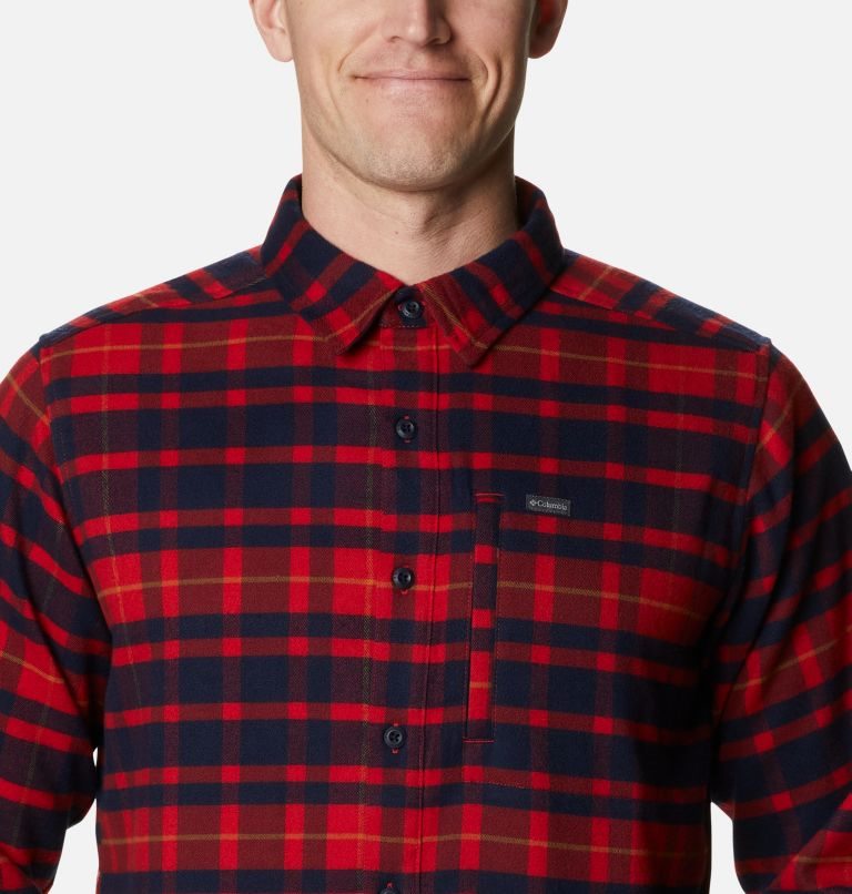 Men's Columbia Outdoor Elements II Flannel Shirts Red | CA-E6A85