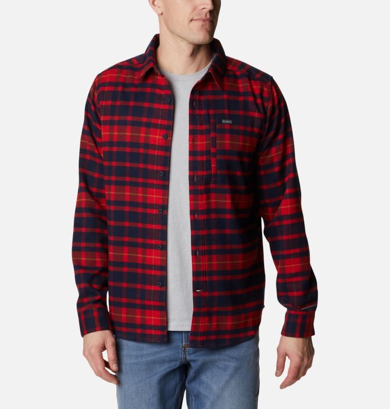 Men's Columbia Outdoor Elements II Flannel Shirts Red | CA-E6A85