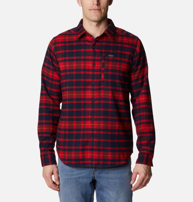 Men\'s Columbia Outdoor Elements II Flannel Shirts Red | CA-E6A85