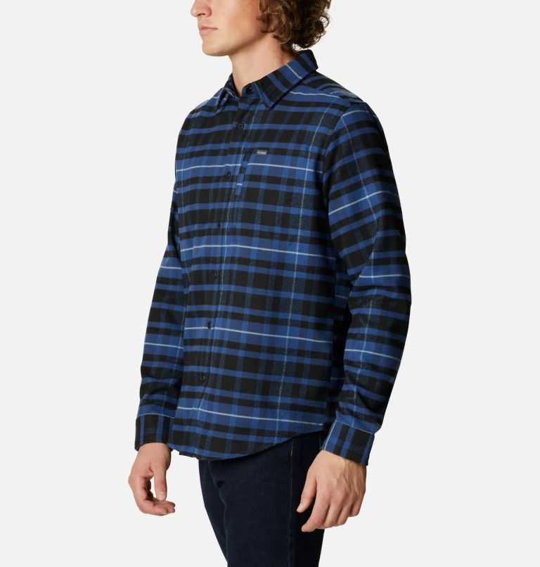 Men's Columbia Outdoor Elements II Flannel Shirts Navy | CA-Y410L