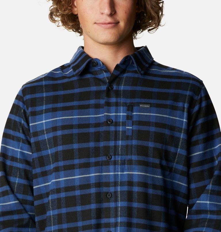 Men's Columbia Outdoor Elements II Flannel Shirts Navy | CA-Y410L