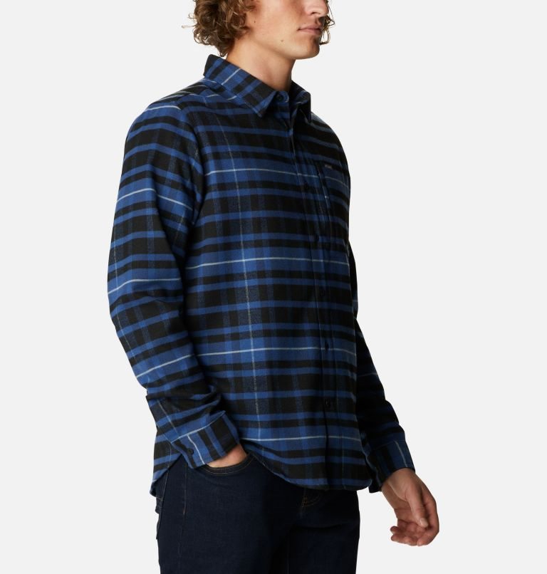 Men's Columbia Outdoor Elements II Flannel Shirts Navy | CA-Y410L