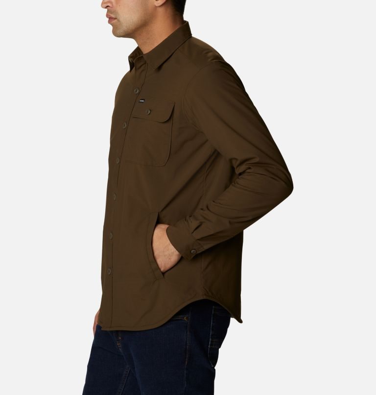 Men's Columbia Outdoor Elements Shirts Dark Brown | CA-BC5L4