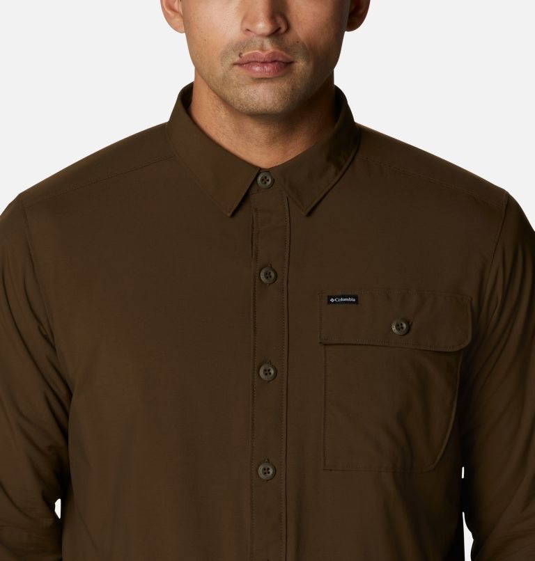 Men's Columbia Outdoor Elements Shirts Dark Brown | CA-BC5L4