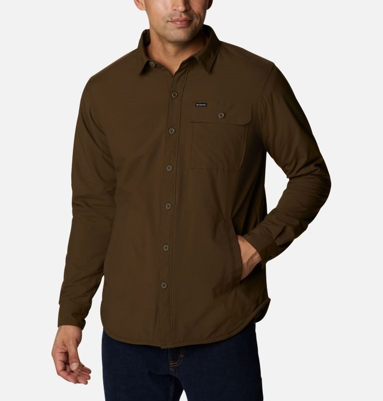 Men\'s Columbia Outdoor Elements Shirts Dark Brown | CA-BC5L4