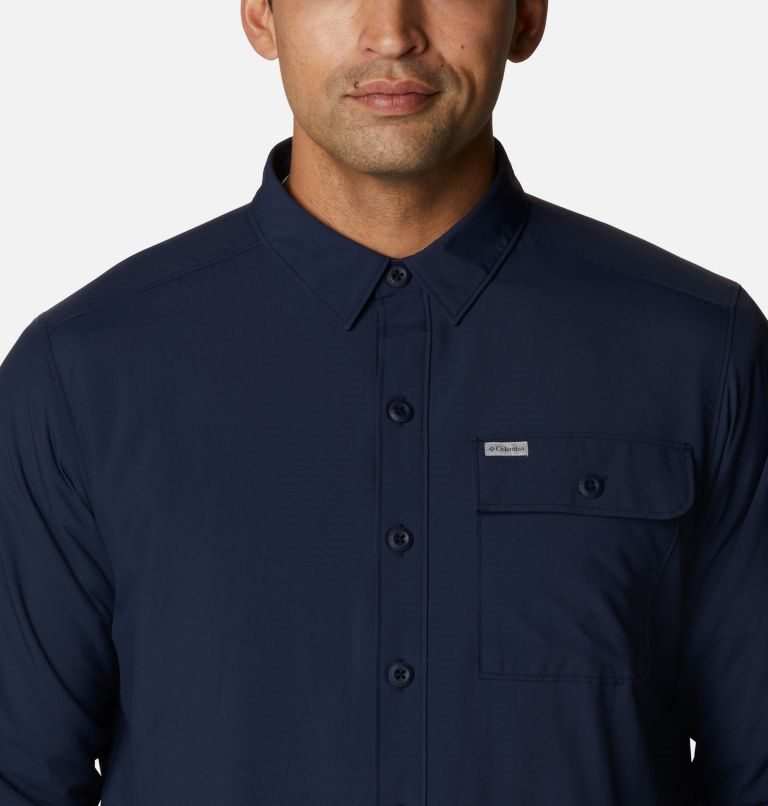 Men's Columbia Outdoor Elements Shirts Navy | CA-N4C08