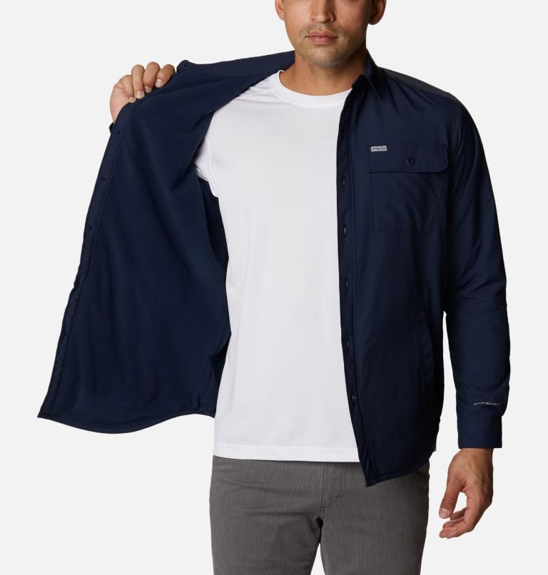 Men's Columbia Outdoor Elements Shirts Navy | CA-N4C08