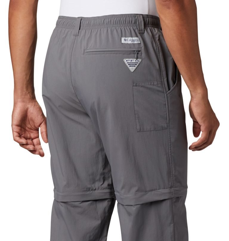 Men's Columbia PFG Backcast Convertible Pants Dark Grey | CA-ZCA80