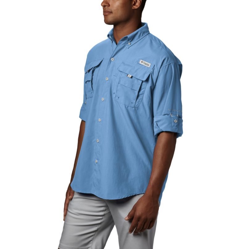 Men's Columbia PFG Bahama II Long Sleeve Shirts Light Blue | CA-A56C3