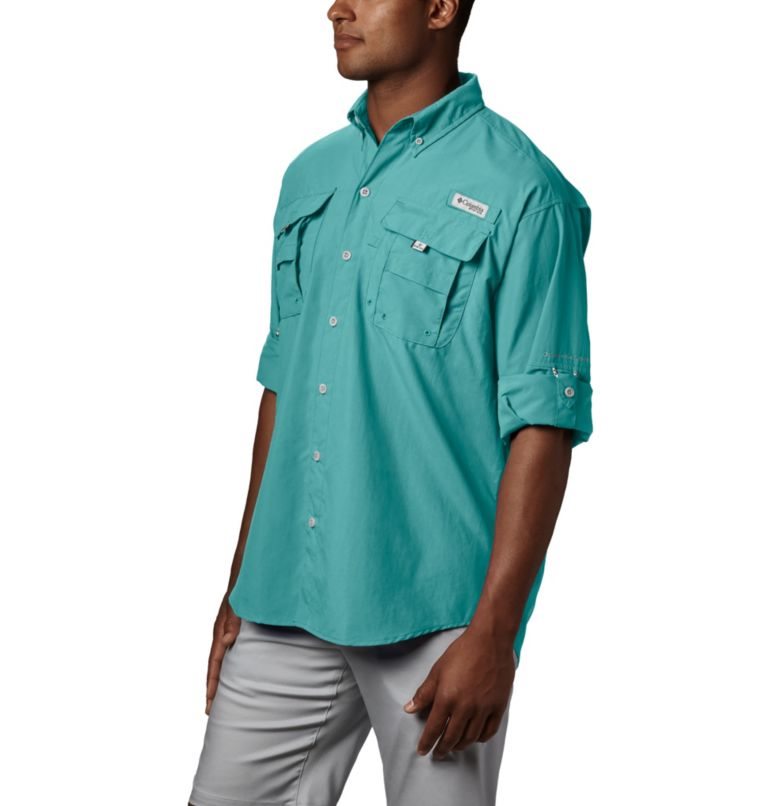 Men's Columbia PFG Bahama II Long Sleeve Shirts Turquoise | CA-G0LAC