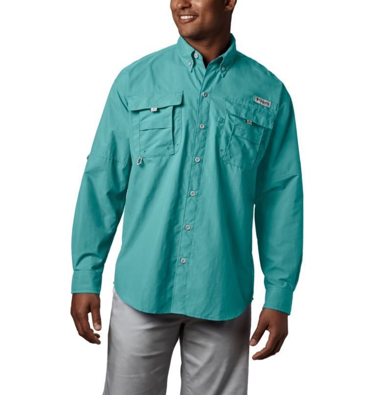 Men\'s Columbia PFG Bahama II Long Sleeve Shirts Turquoise | CA-G0LAC