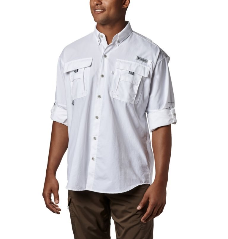 Men's Columbia PFG Bahama II Long Sleeve Shirts White | CA-HA5L4