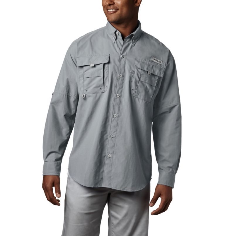 Men\'s Columbia PFG Bahama II Long Sleeve Shirts Dark Grey | CA-J1L5A