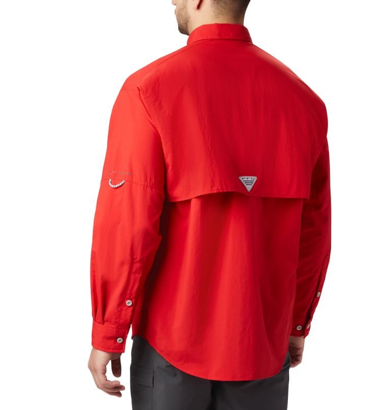 Men's Columbia PFG Bahama II Long Sleeve Shirts Red | CA-Q0385