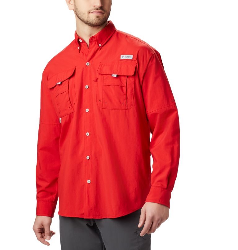 Men\'s Columbia PFG Bahama II Long Sleeve Shirts Red | CA-Q0385