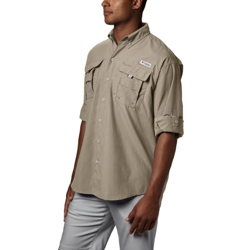 Men's Columbia PFG Bahama II Long Sleeve Shirts Khaki | CA-Q54A6