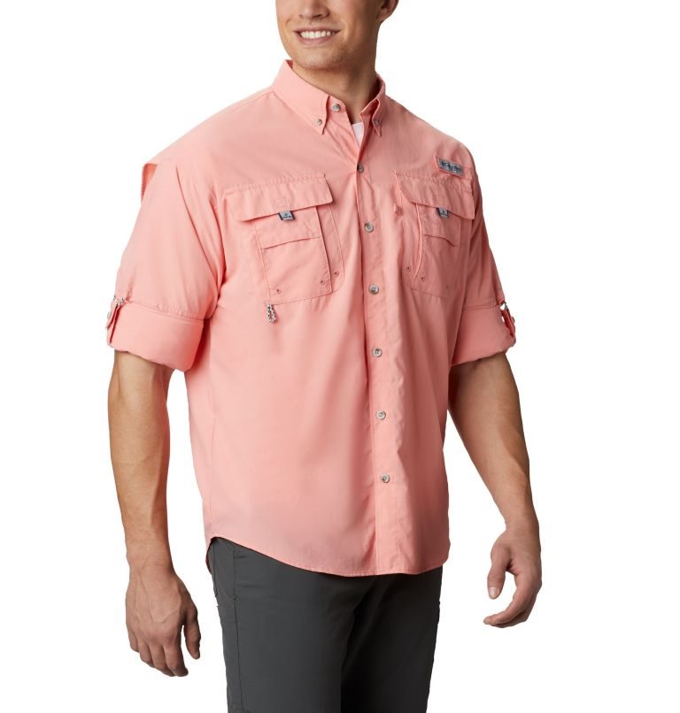 Men's Columbia PFG Bahama II Long Sleeve Shirts Pink | CA-RL605