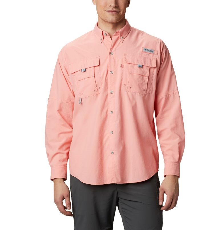 Men\'s Columbia PFG Bahama II Long Sleeve Shirts Pink | CA-RL605