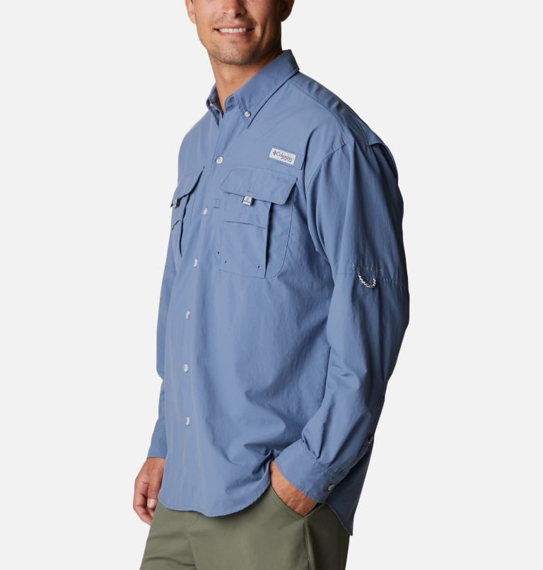 Men's Columbia PFG Bahama II Long Sleeve Shirts Blue | CA-V8460