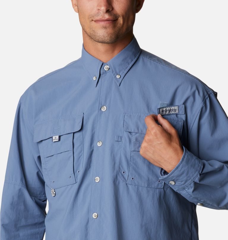 Men's Columbia PFG Bahama II Long Sleeve Shirts Blue | CA-V8460