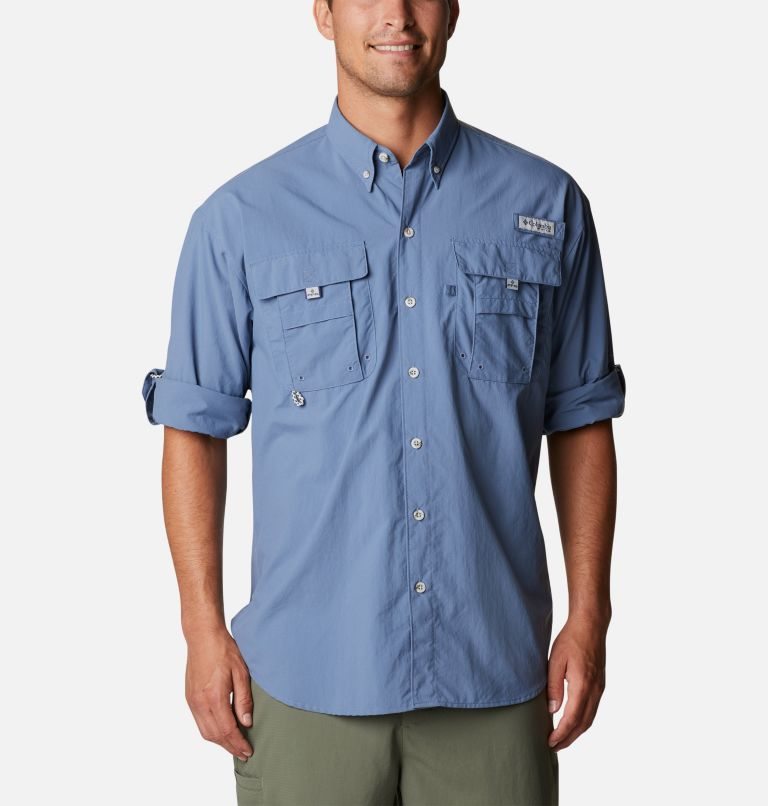 Men's Columbia PFG Bahama II Long Sleeve Shirts Blue | CA-V8460